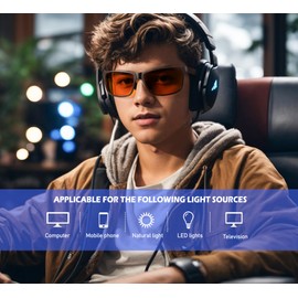 ANYLUV Blue Light Blocking Glasses Men Computer Gaming Blue Screen Mens Blue Light Blocker Glasses Rectangle Metal frame UV400 Orange Lens