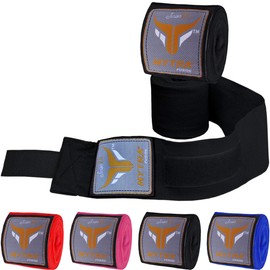 Mytra Fusion Kids Hand Wraps 2.5-Meter Long Fine Quality Stretchable Mexican Style Hook & Loop Closure (Black)