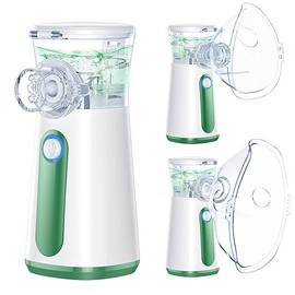 Portable Nebulizer Machine for Adults Kids(4Colors), USB-C Rechargeable Handheld Nebulizer for Breathing Treatment, 3 Adjustable Modes, Efficiency&Quiet, 3 Masks, Travel and Home Use - Color: Green