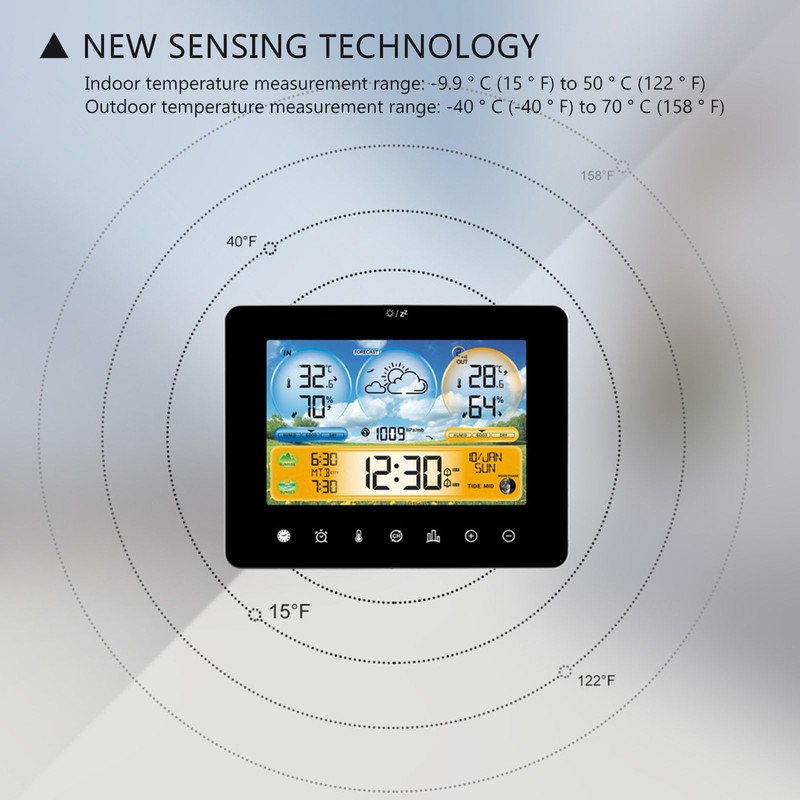 Wireless Weather Station with Outdoor Sensor, Weather Stations Indoor and