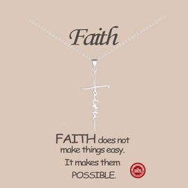 zocare Sterling Silver Faith Cross Necklace for Women 925 Silver Religious Gifts Cross Pendent Necklace Baptism Christian Jewelry Gifts for Mom Wife Friend Daughter Birthday