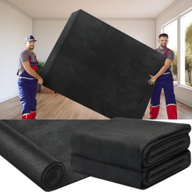 Fanfanwin 2 Pcs 80" X 144" Extra Large Moving Blankets Heavy Duty Packing Blankets Textile Shipping Furniture Pads furniture covers essentials for Protecting Wrapping Moving Supplies, Black
