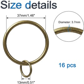 INCREWAY Pack of 16 Rings Curtain Clips, 37 mm Vintage Iron Curtain Rings Curtains Hanging Ring