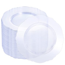 WDF 60pcs Plastic Red Plates Disposable - 7.5inch Heavy Duty Red Dessert/Salad Plates for Memorial Day