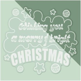 Medium 210mm 'Merry & Bright Christmas Wishes' Clear Static Window Cling Sticker/Decal (White) (WC00119287)