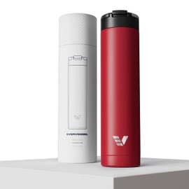 Ever Vessel Super Maxi Stainless Steel Water Bottle 36oz - Double Wall Vacuum Insulated | Integrated Carry Handle | Leak Proof flip top lid | Lightweight & Stylish - Red