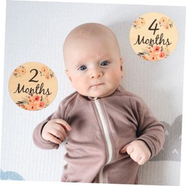 Hohopeti 6 Pcs Milestone Card Baby Monthly Card Monthly Photo Card Baby Milestone Discs Baby Announcement Card Commemorative Baby Card Photo Props Baby Sign Wood Journey Commemorate Newborn