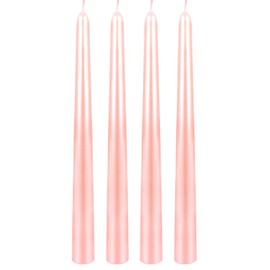 Spiral Taper Candles Swgraromlick 10 Inch Classic Candlesticks Dripless Unscented Smokeless Glossy Metal-Look Candles for Weddings Dinner Celebrations Christmas (Pink, Taper)