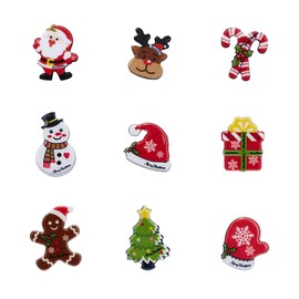 9 Pieces Christmas Brooch Pin Set Cute Christmas Pins Christmas Element Pins Santa Claus Reindeer Snowman Bells Christmas Trees Jewelry for Xmas Decorations