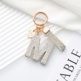 MORSUNBELA Key Fob, Girl's Key Fob, Letter Key Ring, Glitter Rhinestone, a