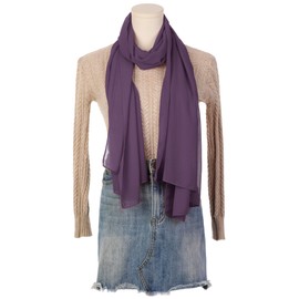 Elerevyo Women's Scarf, Solid, Chiffon, Lightweight, Soft, Thin, Long Head Wrap, All Seasons, 70.9 x 27.6 inches (180 x 70 cm), dark purple
