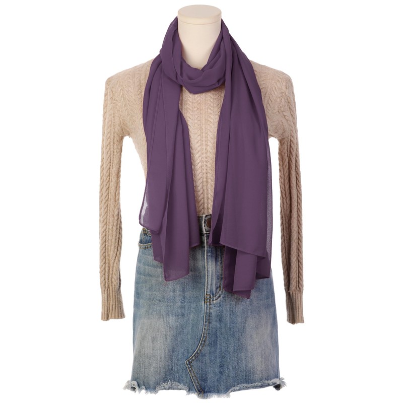 Elerevyo Women's Scarf, Solid, Chiffon, Lightweight, Soft, Thin, Long Head