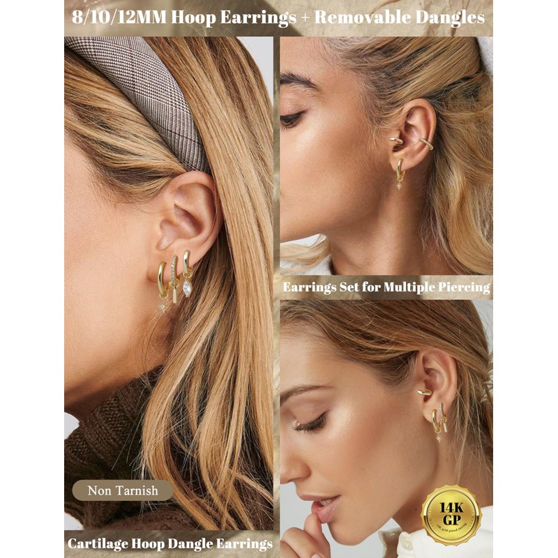 Gold Hoops Earrings for Women Hypoallergenic Sterling Silver Hoop Earrings