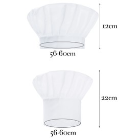 ZOCONE 3 PCS White Chef Hat-1 PCS Chef's High Hat+2 PCS Round-top Chef Hat, Poly Cotton Chefs Hat, Unisex Adult Chef's Hat with Adjustable Elastic Kitchen Cooking Hat for Men, Women, Kids