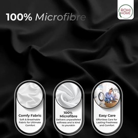 Rohi Single Fitted Sheet 100% Microfibre – 16'' (40cm) Extra Deep Fitted Sheet with All Around Elastic – Ultra Soft, Hypoallergenic & Durable Bed Sheet – Bottom Sheet – (Black – 90 x 190cm)