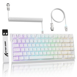 ATTACK SHARK R82HE 75% Rapid Trigger Mechanical Gaming Keyboard Wired,Hall Effect Magnetic Switch,Adjustable Actuation Esports,8KHz Polling Rate,0.08ms Latency with C01 Ultra Lighting Cable (White)