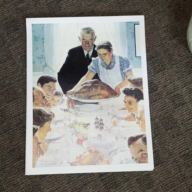 Norman Rockwell print "FREEDOM FROM WANT" Thanksgiving Christmas dinner 11x14"