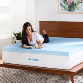 Linenspa 3 Inch Memory Foam Mattress Topper, Gel Infused California King Mattress Topper, CertiPUR-US Certified
