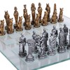 Pacific Giftware Romans Vs Egyptians Chess Set with Glass Board