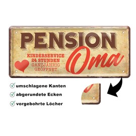 schilderkreis24 Tin sign funny saying "Pension Oma" decorative humour grandparents pensioner gift idea man woman 28 x 12 cm