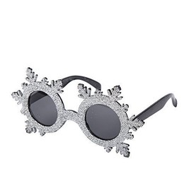 Novelty Christmas Theme Glasses (Christmas Tree, Santa, Reindeer, Snowflake etc) (Silver Glitter Snowflake)