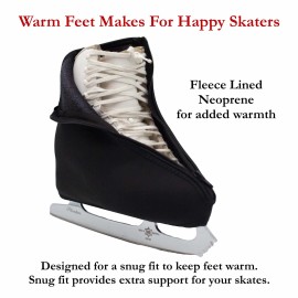 CRS Cross Thermal Ice Skate Boot Covers -Insulated Warm Skate Covers Ice Skating - Black Large