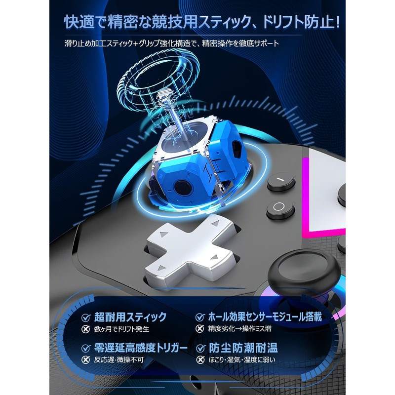 Switch コントローラー 連射ホールド Switch1/2代对応 スイッチ プロコン マクロ機能 TURBO自動連射機能 6軸ジャイロセンサー搭載 4階段HD振動