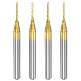 sourcing map End Mill CNC Router Bits, 1/8" 3.175mm Shank 0.8mm x 6mm Titanium Coated Tungsten Carbide Left Hand Engraving Milling Cutter for PCB Plastic Fiber Wood 4pcs