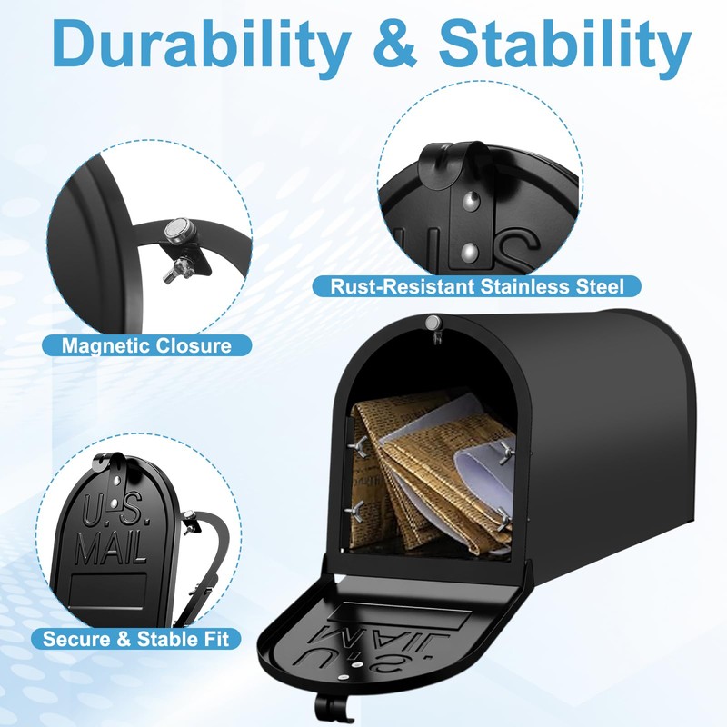 8" x 10" Mailbox Door Replacement – Black Metal Snap-in