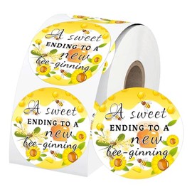 2 Inch A Sweet Ending to A New Bee-ginning Stickers Honey Thank You Labels - Wedding Baby Shower Party Favors Honey Theme Thank You for Celebrating with Us Stickers 250 Pcs