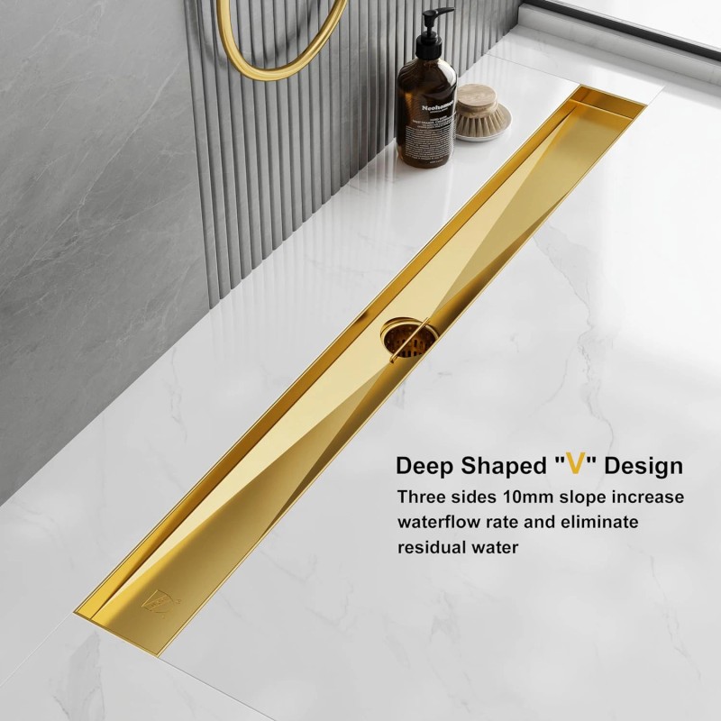 NEODRAIN 24 Inch Modern Design Golden 304 Stainless Steel Shower
