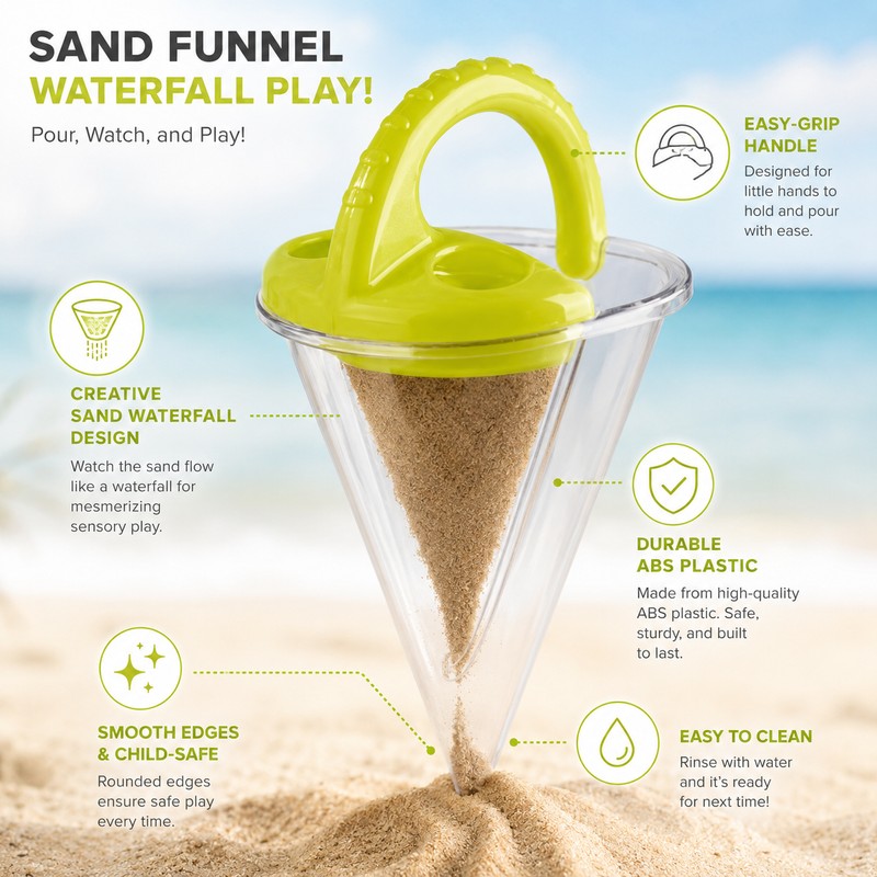 Kids Sand Waterfall Funnel Toy for Beach Play – Easy-Hold