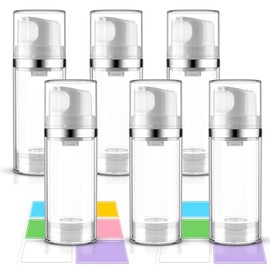 Cosywell - Botellas de bomba sin aire de 3.4 onzas/100 ml, paquete de 6 frascos hidratantes vacíos, envase cosmético, botellas de viaje para champú loción crema (transparente)