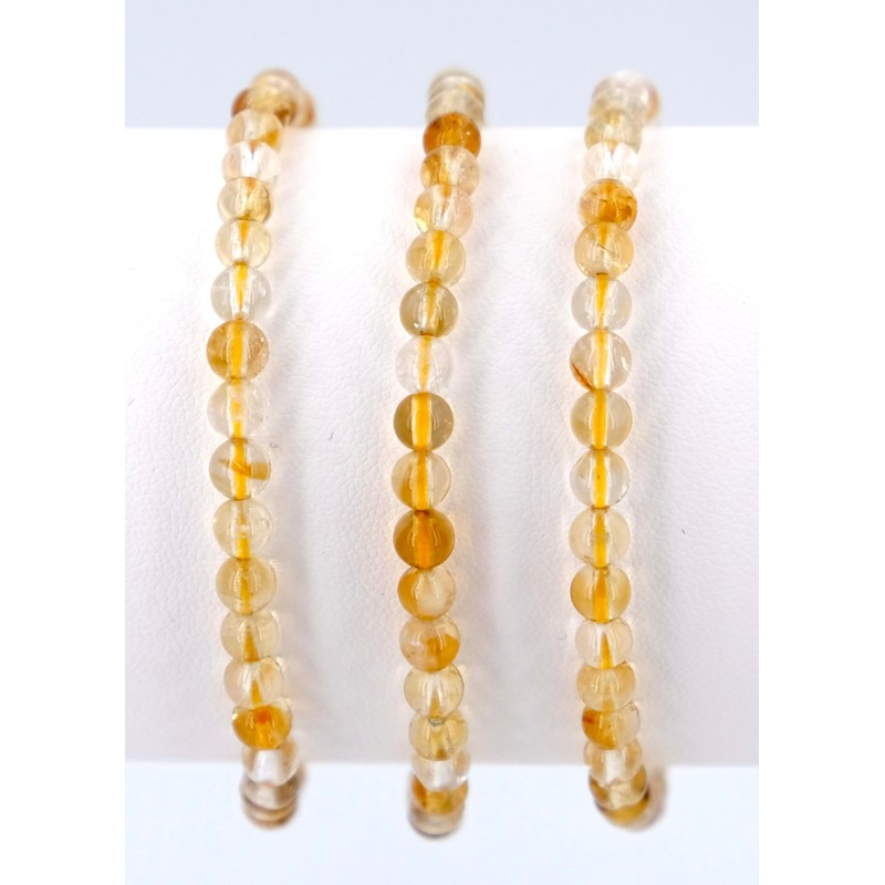 Taddart Minerals - Yellow Natural Gemstone Citrine Bracelet with 4mm