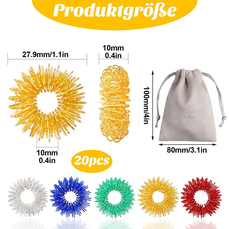 Finger Massage Ring, with Storage Bag, Acupressure Ring, Super Decompression,
