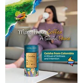 Colombian Geisha Coffee Whole Bean Medium Roast Arabica Gourmet Fresh Single Origin Premium Low Acid Exotic Notes Rich Aroma Smooth Flavor Quality High Altitude Giftable Pack Freshness Lock 8.8oz 250g