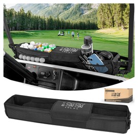 10L0L Golf Cart Inner Front Storage Basket No Drilling Golf Cart Organizer Foldable Universal for Yamaha EZGO Club Car Electric Golf Carts, 1680D Golf Cart Caddy Organizer, Black