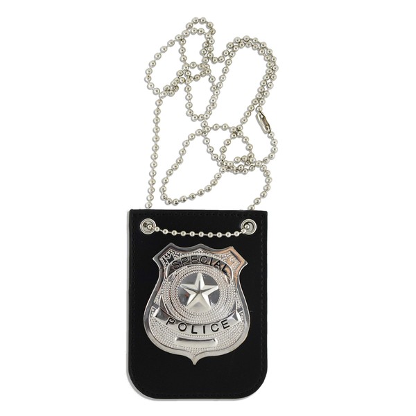 KINREX Police Badges for Kids – Fake Officer Badge for Toddler, Boys, Girls, Pretend Play Costume Gear Detective Sheriff FBI Secret Agent Swat Cop Toy Accessories, Chain and Black Belt Clip Holder