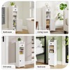 Lomojo Small Bathroom Storage Cabinet with Drawer,7.75L*7.75D*29.6H (White)
