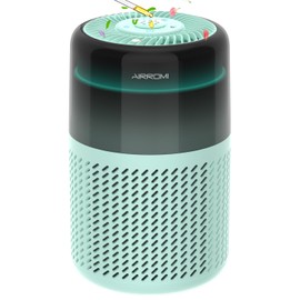 AIRROMI Air Purifier for Bedroom with HEPA Filter, Covers Upto 549 Ft², Quiet 360° intake Air Cleaner for pet hair,allergies,Dust,Smoke A2005 Turquoise