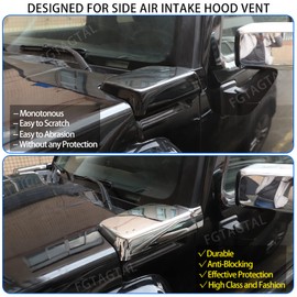 Side Air Intake Hood Vent Cover Compatible with Hummer H3 2005-2009, ABS Front Hood Air Vent Trim Cover Protection Accessories (Bright Silver)
