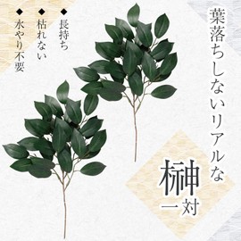 Como Life 390195 Sakaki (1 Pair), Buddhist Altar, Divine Shelf, Offering, Artificial Flower, Long Lasting, Height Adjustable, No Need to Change Water, Green, Approx. 13.4 x 8.7 inches (34 x 22 cm)