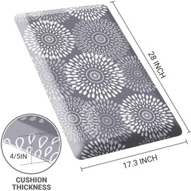 LuxStep Kitchen Mat Waterproof Kitchen Rugs for Floor Cushioned Anti-Fatigue Mat Non-Slip Standing Desk Mat Comfort Floor Mats for House Sink Office 17.3" x 28"-4/5 Inch Grey