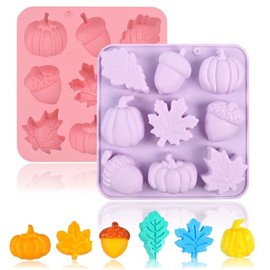 2 Piezas Moldes Silicona de Otoño 3D,18 Cavidades,con Formas de Calabaza,Hoja de Arce y Bellota,Perfectos para Decoraciones de Otoño,Halloween,Acción 