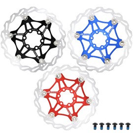 DJC Bike Brake Disc Rotor MTB Floating Brake Disc 160mm 180mm 203mm with 6 bolts Road Bike MTB BMX Steel Aluminum Brake Disc (1# black, 180mm)