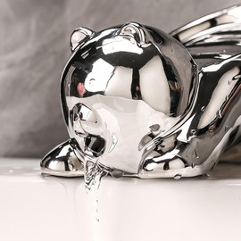 Self-Draining Ceramic Cat Soap Dish with Drainage Holes, Cute Soap Sponge Holder with Drain, Non-Slip Animal Shaped Tray for Bathroom Decor Sink,Shower,Bar,Kitchen,Counter jabonera para baño(1 Pack)