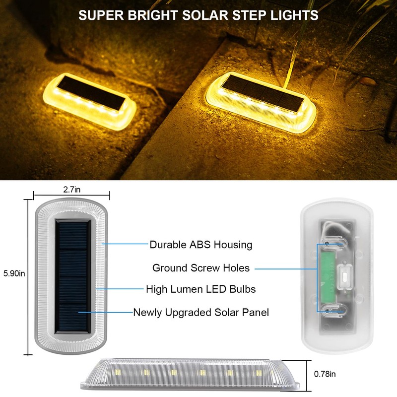 T-SUN Solar Deck Lights Outdoor Waterproof, Deck Lights Solar Powered,