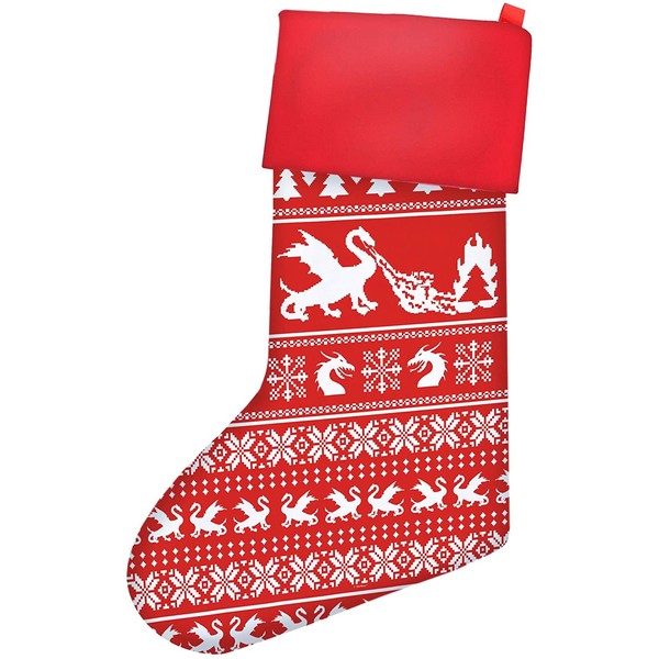 Funny Christmas Stockings Christmas Dragon Gag Gift Ugly Christmas Sweater Themed Pattern Christmas Stockings Secret Santa Gifts Christmas Stocking Red