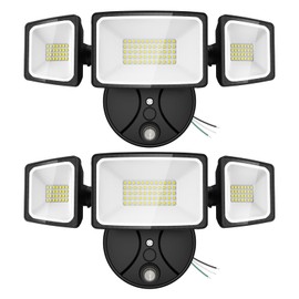 Onforu 55W LED Dusk to Dawn Outdoor Lighting, 2 Packs 6000LM Exterior Flood Lights, IP65 Waterproof Outdoor 3 Adjustable Heads Photocell Black Lights Fixture, 6500K Daylight White Floodlights