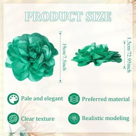 7.5in Extra Large Rose Brooch Exquisite Shiny Satin Camellia Brooch Oversized Flower Brooch Lapel Pin,Suitable for Women Dance Banquet Wedding Hair Clothing Accessories, Mint Green